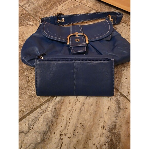Coach F15204 Vintage Cobalt Blue Soho Flap Y2K Leather w/Buckle/With Wallet - Picture 10 of 10